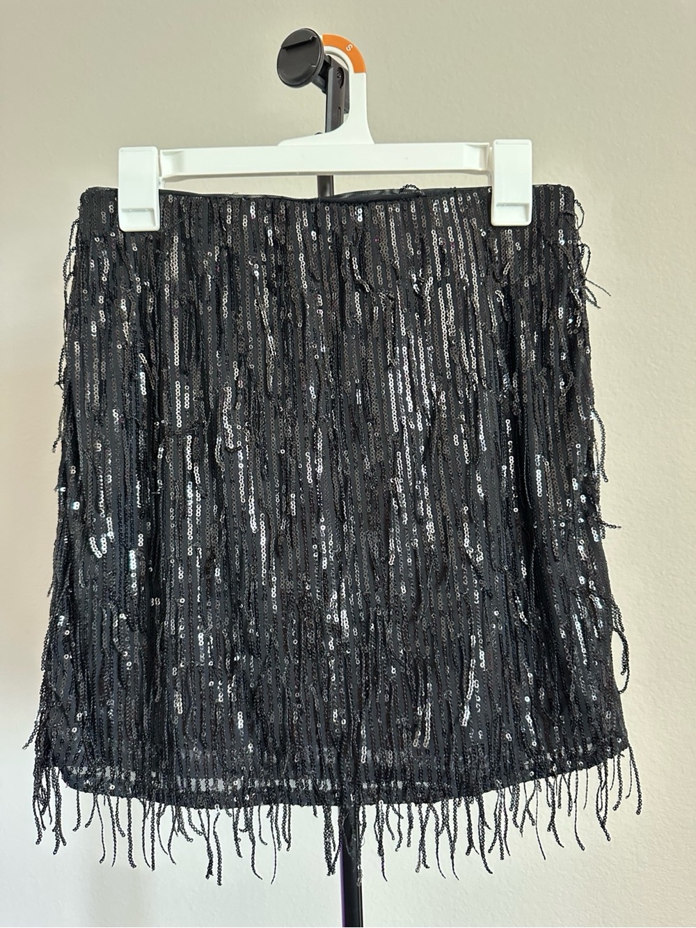 a new day Black Sequin Fringe Mini Skirt